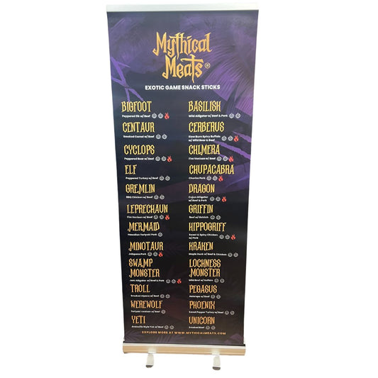 Mythical Meats® 20 Flavor Collapsible Banner-Mythical Meats Wholesale